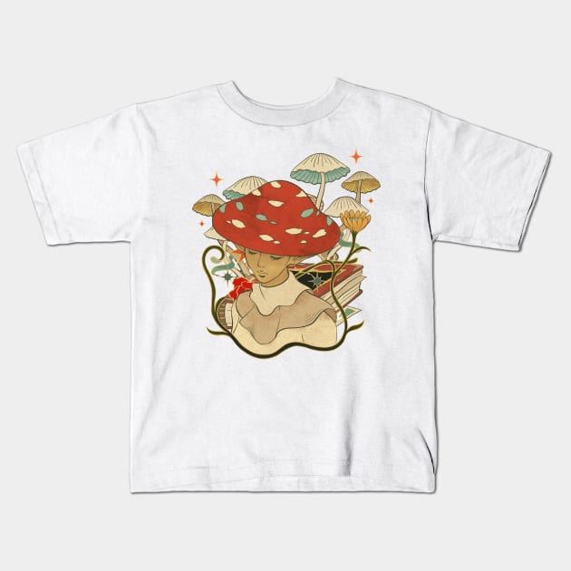 The Mushroom Boy Goblincore Kids T-Shirt by soulfulprintss8
